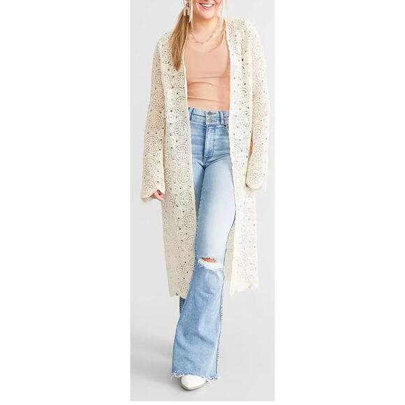 Miss Me Tops - Miss Me Crochet Cardigan Sz Small